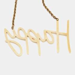 Pre Owned Lanvin Gold Tone Happy Pendant Necklace