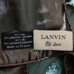 Pre Owned Lanvin Green/Brown I Am Addicted to Gloss Lurex Silk Scarf