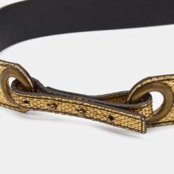 Pre Owned Lanvin Gold Snakeskin and Leather Adjustable Waist Belt