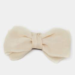Lanvin Ivory Silk Bow Pin Brooch