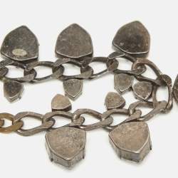 Pre Owned Lanvin Crystals Two Tone Metal Necklace