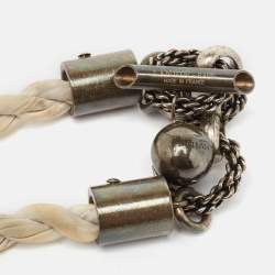 Pre Owned Lanvin Crystal Resin SIlver Tone Fabric Necklace