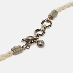 Pre Owned Lanvin Crystal Resin SIlver Tone Fabric Necklace