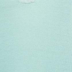 Pre Owned Lanvin Mint Green Cotton & Silk Knit Fringed Collar Sleeveless Top M