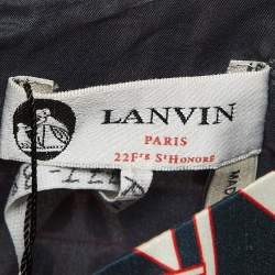 Pre Owned Lanvin Blue Printed Satin Flared Sleeve Mini Dress S