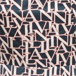 Pre Owned Lanvin Blue Printed Satin Flared Sleeve Mini Dress S