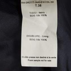 Pre Owned Lanvin Blue Printed Satin Flared Sleeve Mini Dress S