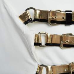 Pre Owned Lanvin White Chiffon Triple-Buckle-Up Wrap Skirt S