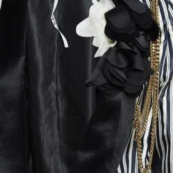 Lanvin Navy Blue/White Stripe Embellished Satin Blazer S