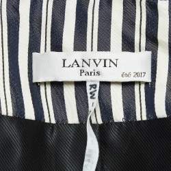 Lanvin Navy Blue/White Stripe Embellished Satin Blazer S