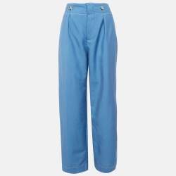 Lanvin Navy Blue Mohair Blend Straight Leg Trousers L