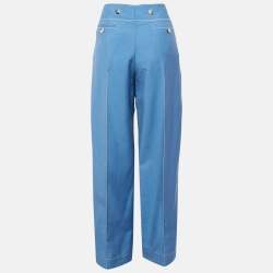Lanvin Navy Blue Mohair Blend Straight Leg Trousers L