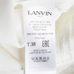 Pre Owned Lanvin Off-White Crepe Fringed Maxi Dress M