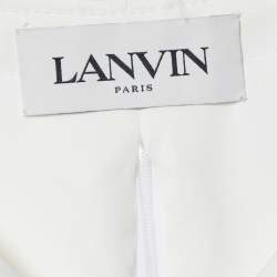 Pre Owned Lanvin Off-White Crepe Fringed Maxi Dress M