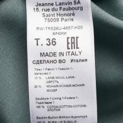 Pre Owned Lanvin Green Wool Blend Pleated Wide Leg Trousers S