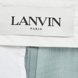 Pre Owned Lanvin Green Wool Blend Pleated Wide Leg Trousers S