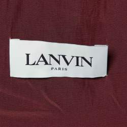 Pre Owned Lanvin Maroon Sateen Pleated One Shoulder Dress L