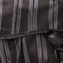 Pre Owned Lanvin Black Stripe Silk Frayed Trousers M