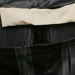Pre Owned Lanvin Black Stripe Silk Frayed Trousers M