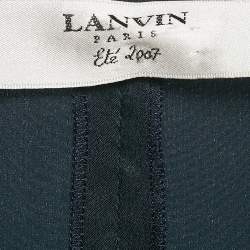 Lanvin Blue Satin Silk Frayed Asymmetric Sleeveless Maxi Dress S