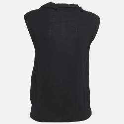 Lanvin Black Knit Embellished Neck Sleeveless Top M