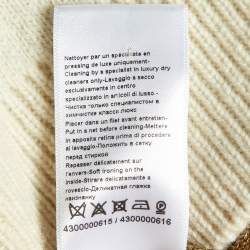 Pre Owned Lanvin Cream Cashmere & Wool Knit Logo Charm Detail Sweater S