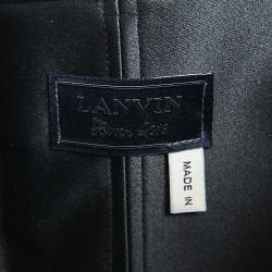 Lanvin Black Satin and Textured Jacquard Bow Detail Strapless Mini Dress M