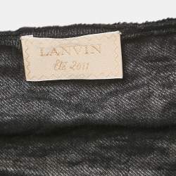 Lanvin Black Gabardine Drape Detail One Shoulder Short Dress L