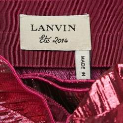 Lanvin Metallic Pink Lamé Draped Wrap Skirt M