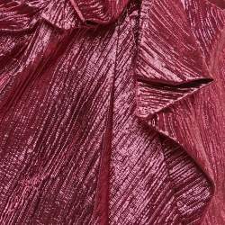 Lanvin Metallic Pink Lamé Draped Wrap Skirt M