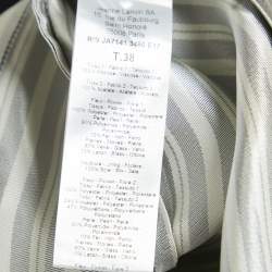 Pre Owned Lanvin Navy Black/White Stripe Satin Floral Applique Coat M