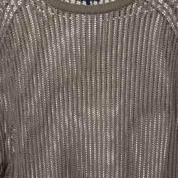Pre Owned Lanvin Grey Patterned Cotton Knit Sweater XL