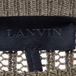 Pre Owned Lanvin Grey Patterned Cotton Knit Sweater XL