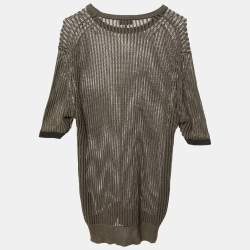 Pre Owned Lanvin Grey Patterned Cotton Knit Sweater XL