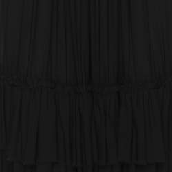 Lanvin Black Silk Layered Ruffle Maxi Skirt L