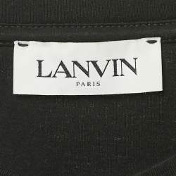 Pre Owned Lanvin Black Logo Embroidered Cotton Jersey T-Shirt M