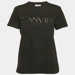 Pre Owned Lanvin Black Logo Embroidered Cotton Jersey T-Shirt M