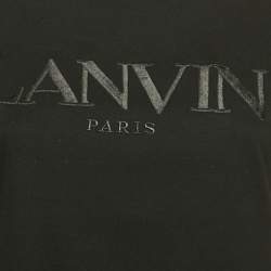 Pre Owned Lanvin Black Logo Embroidered Cotton Jersey T-Shirt M