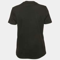 Pre Owned Lanvin Black Logo Embroidered Cotton Jersey T-Shirt M