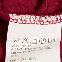 Pre Owned Lanvin Red Jersey Satin Drape Trim Detail Top S