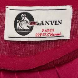Pre Owned Lanvin Red Jersey Satin Drape Trim Detail Top S