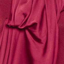 Pre Owned Lanvin Red Jersey Satin Drape Trim Detail Top S
