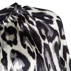 Lanvin Multicolor Leopard Print Long Sleeve Silk Blouse S