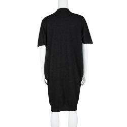 Lanvin Hiver'10 Grey Wool Short Sleeve Draped Dress S