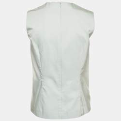 Pre Owned Lanvin Green Embellished Wool Blend Sleeveless Top M