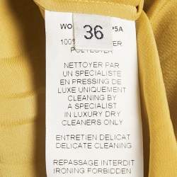Pre Owned Lanvin Yellow Satin Gathered Mini Dress S