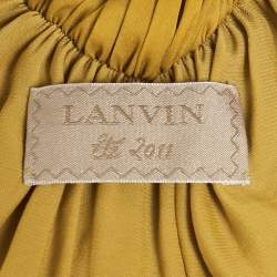 Pre Owned Lanvin Yellow Satin Gathered Mini Dress S