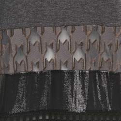 Pre Owned Lanvin Grey Lurex Paneled Jersey T-Shirt L