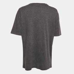 Pre Owned Lanvin Grey Lurex Paneled Jersey T-Shirt L