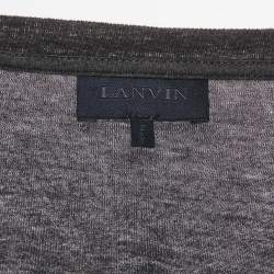 Pre Owned Lanvin Grey Lurex Paneled Jersey T-Shirt L